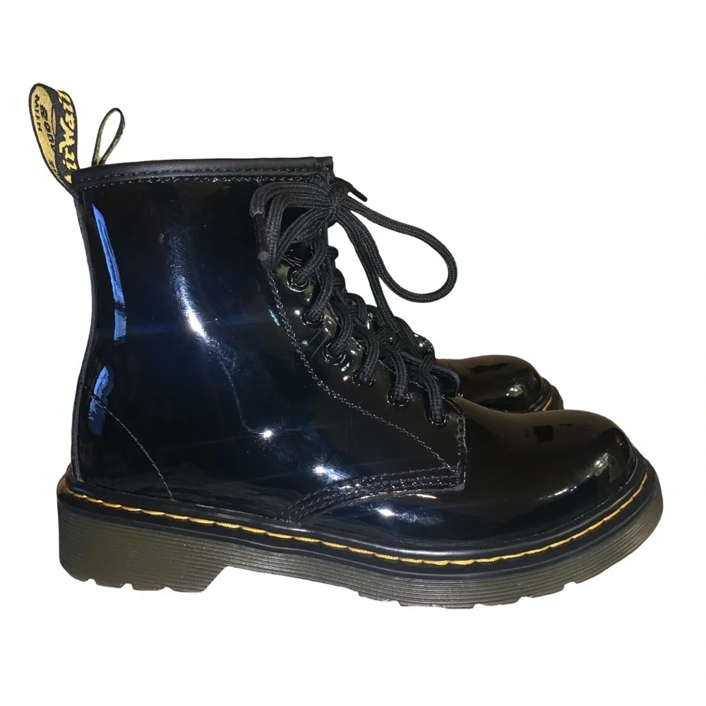 Dr. Martens 1460 J Black Patent Leather Boots Size 2 US Youth